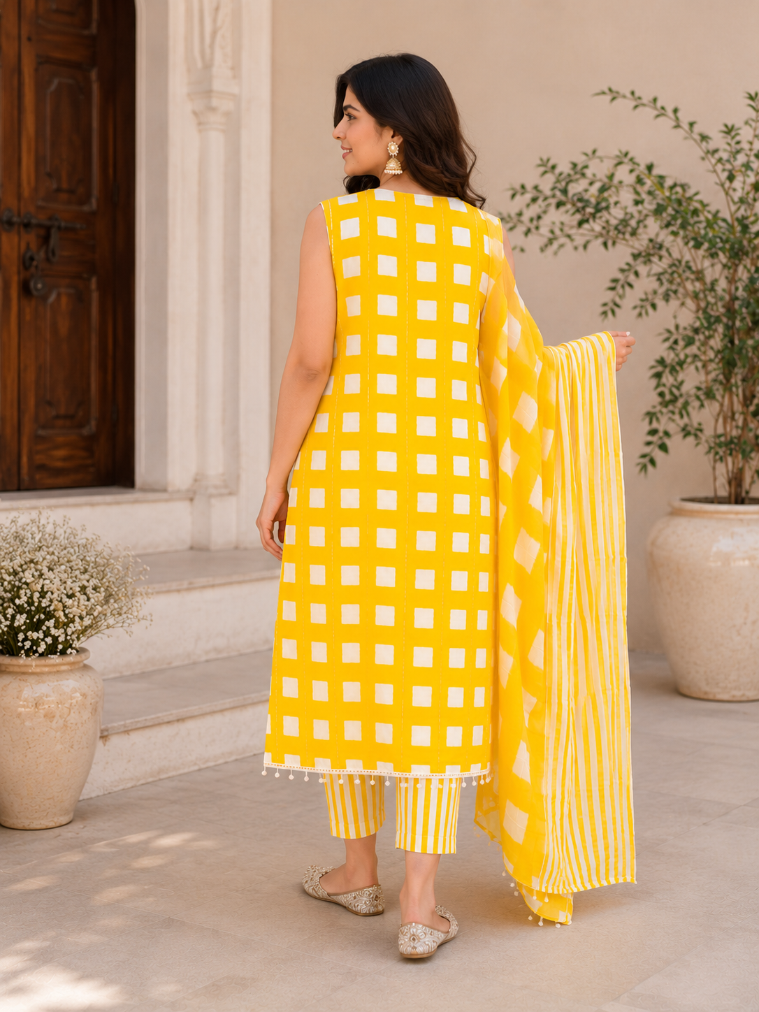 Sunshine Yellow Cotton Printed Suit Set!💛