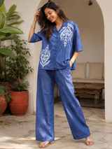 Denim Cotton Stylish thread work co-ord set!💙