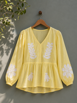 Premium Sunshine Bloom Appliqué Peplum Top!💛