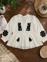 Premium Monochrome Muse Appliqué Peplum Top!🤍