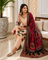 Blush Bloom Pure Crepe Suit Set with Handwork Detailing & Printed Dupatta!🤍