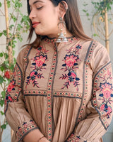 Coffee Mocha Pure Cotton Full Thread work Co-ord set!