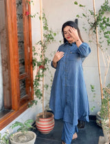 Denim Blue Color Long, Pocket style Co-ord se( Set of 2)