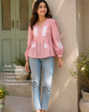 Premium Blush Bloom Appliqué Peplum Top!💟
