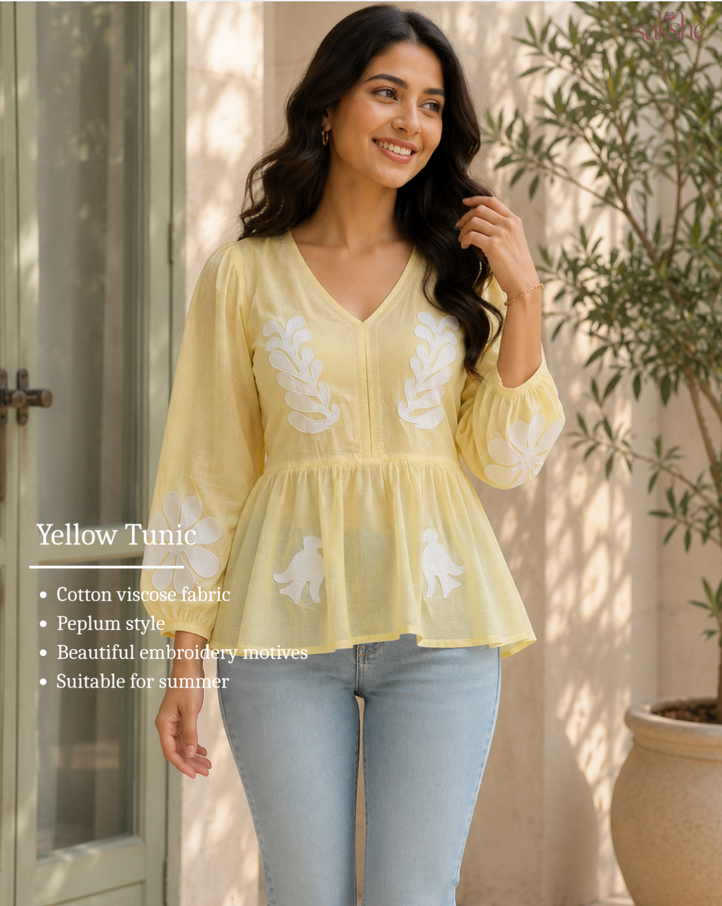 Premium Sunshine Bloom Appliqué Peplum Top!💛