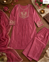 Gulab Blush Festive Embroidered Crepe Suit Set!🌹