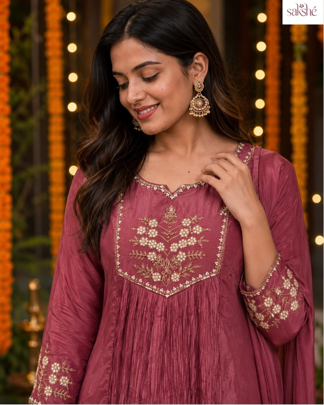 Gulab Blush Festive Embroidered Crepe Suit Set!🌹