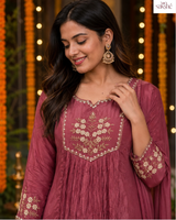 Gulab Blush Festive Embroidered Crepe Suit Set!🌹