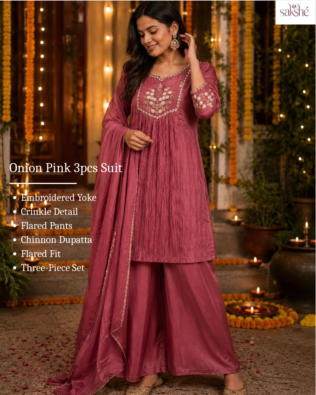 Gulab Blush Festive Embroidered Crepe Suit Set!🌹