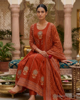Rust Aanarkali with Jacket Style...!