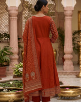 Rust Aanarkali with Jacket Style...!