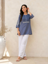 Graceful Grey Slub Cotton Tunic💕