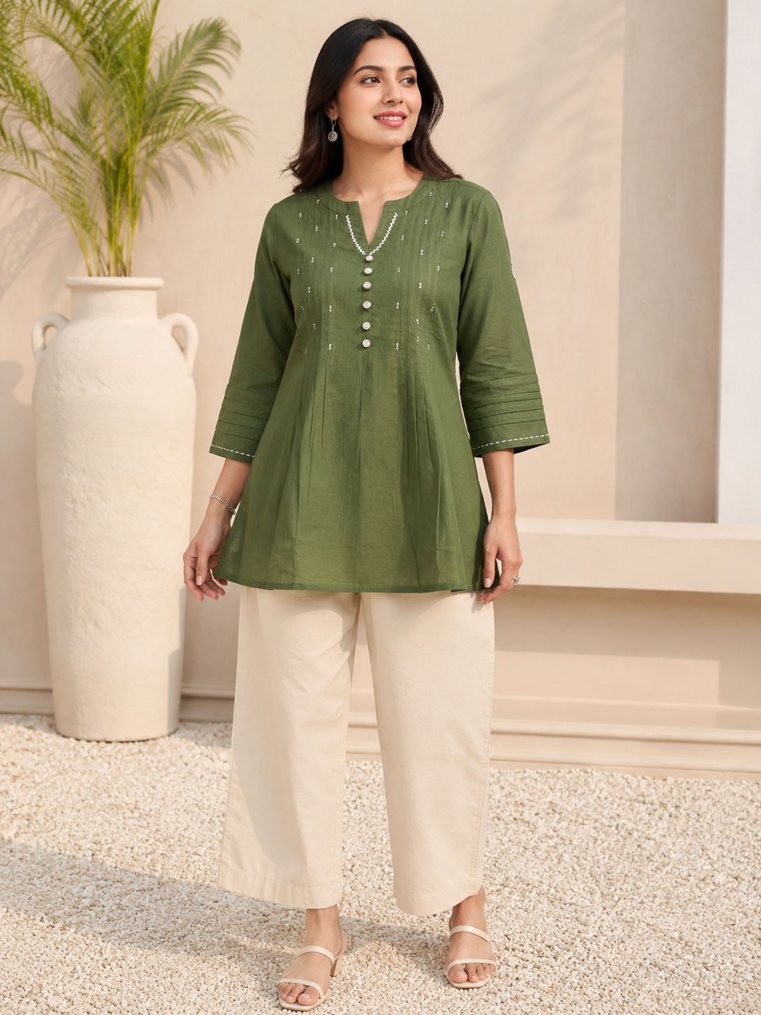 Garden Green Pure cotton Back work Tunic!✨