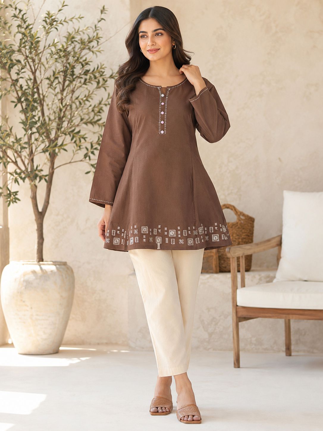 Chocolate Brown Pure Cotton Tunic!