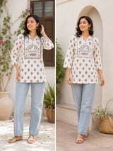 Soft Creamy White Thread Work Tunic!