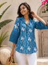 Premium Shibori Print with schiffli Collar and Sleeves Tunic!