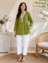 Leafy Green V-Neck Summer Tunic!