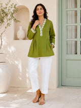 Leafy Green V-Neck Summer Tunic!
