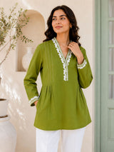 Leafy Green V-Neck Summer Tunic!