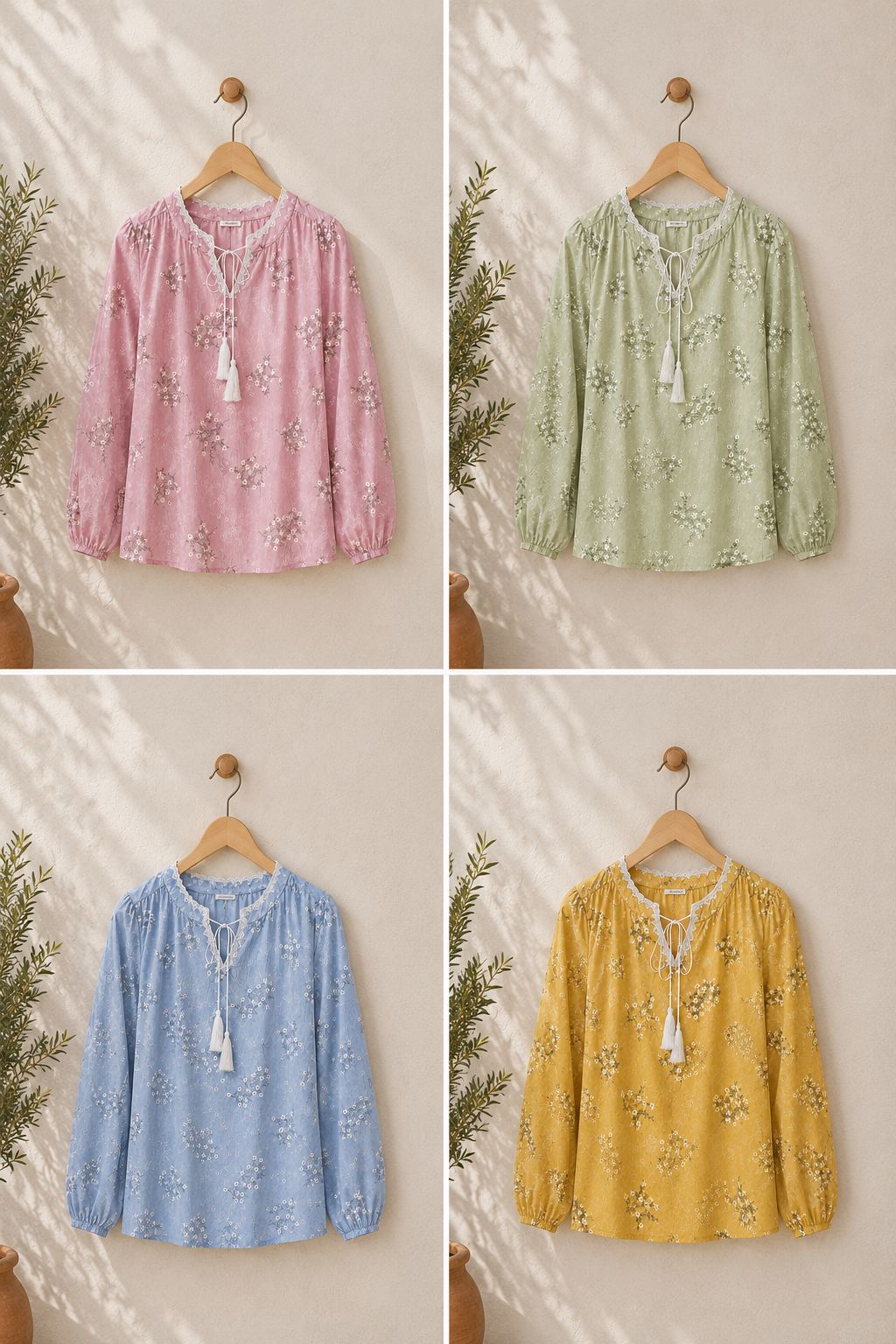 Elegant Sheer Organza Floral Embellished Top – Pastel Collection