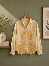 Petal Charm Embroidered Cotton Shirt!🤞