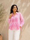 Petal Charm Embroidered Cotton Shirt!(Pink)💖