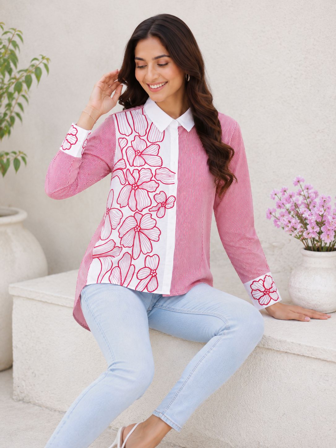 Blush Bloom Statement Shirt!(Red)💖