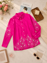BloomScape Fuchsia Floral Cotton Shirt!🌸