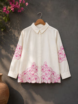 Premium Ivory Blossom Floral Cotton Shirt!🤍