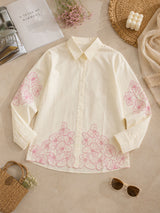 Premium Ivory Blossom Floral Cotton Shirt!🤍