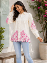 Premium Ivory Blossom Floral Cotton Shirt!🤍