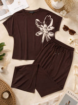 Floral Statement Co-Ord Set – Coffee Airport look🤍