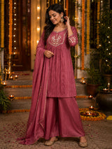 Gulab Blush Festive Embroidered Crepe Suit Set!🌹