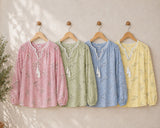 Elegant Sheer Organza Floral Embellished Top – Pastel Yellow