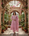 Bandhini Bloom Threadwork Fine Cotton A - Line Suit - Sakshe Studio
