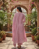Bandhini Bloom Threadwork Fine Cotton A - Line Suit - Sakshe Studio