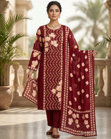 Classic Printed Cotton Straight Suit - Sakshe Studio