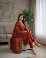 Garden Pocket Threadwork Pure Cotton A - Line Suit with Kota Dupatta - Sakshe Studio