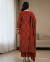 Garden Pocket Threadwork Pure Cotton A - Line Suit with Kota Dupatta - Sakshe Studio