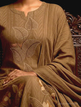 Ivory Craft Threadwork Jacquard Cotton Straight Suit - Sakshe Studio