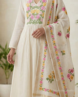 Linen Thread Kurta with Printed Linen Dupatta - Sakshe Studio