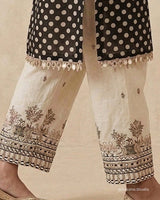 Mirror Tassel Short Kurta with Elephant Thread Work Cotton Loose Pant - Sakshe Studio