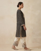 Mirror Tassel Short Kurta with Elephant Thread Work Cotton Loose Pant - Sakshe Studio