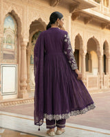 Petal Whirl Threadwork Mul Cotton Flared A - Line Suit - Sakshe Studio