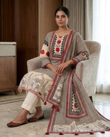 Printed Mist Pure Cotton Muslin Straight Suit - Sakshe Studio