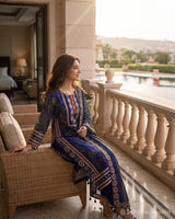 Tassel Drape Printed Pure Chiffon Straight Suit with Cotton Silk Bottom - Sakshe Studio