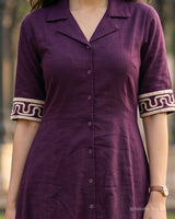 Thread Border Pure Cotton A - Line Middy Dress - Sakshe Studio