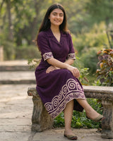 Thread Border Pure Cotton A - Line Middy Dress - Sakshe Studio